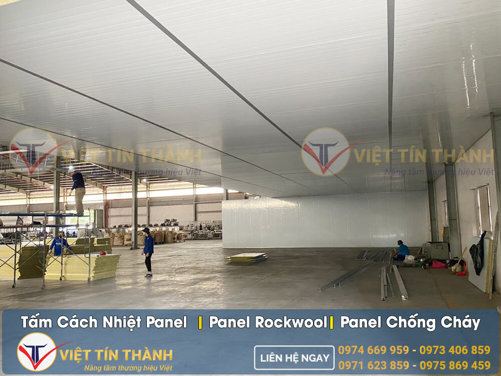 lắp đặt văn phòng bằng tấm cách nhiệt panel rockwool